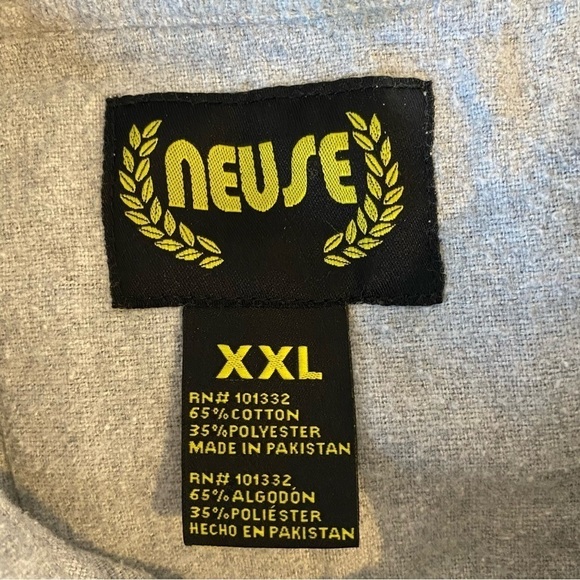 Neuse big men's size XXL gray flannel workwear long sleeve button up shirt - Picture 6 of 7